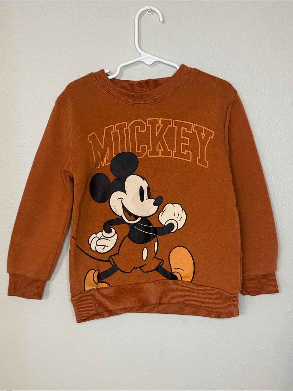 Disney Mickey Mouse Graphic Crewneck Sweatshirt - Rust Orange & Black
